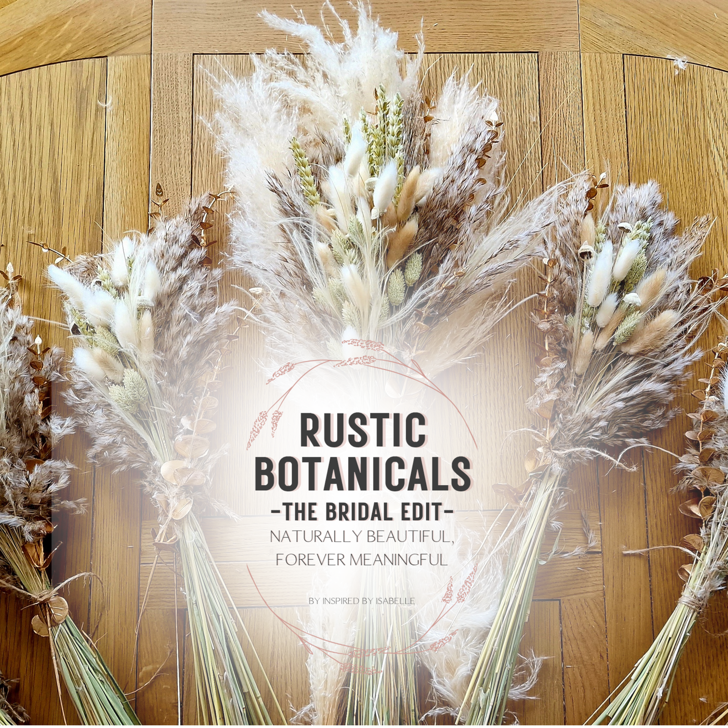 Rustic Flat-Back Bridal Bouquet | Dried Wedding Flowers | Neutral Wheat & Bunny Tails | Forever Keepsake Bridal Bouquet | Rustic Botanical Bride