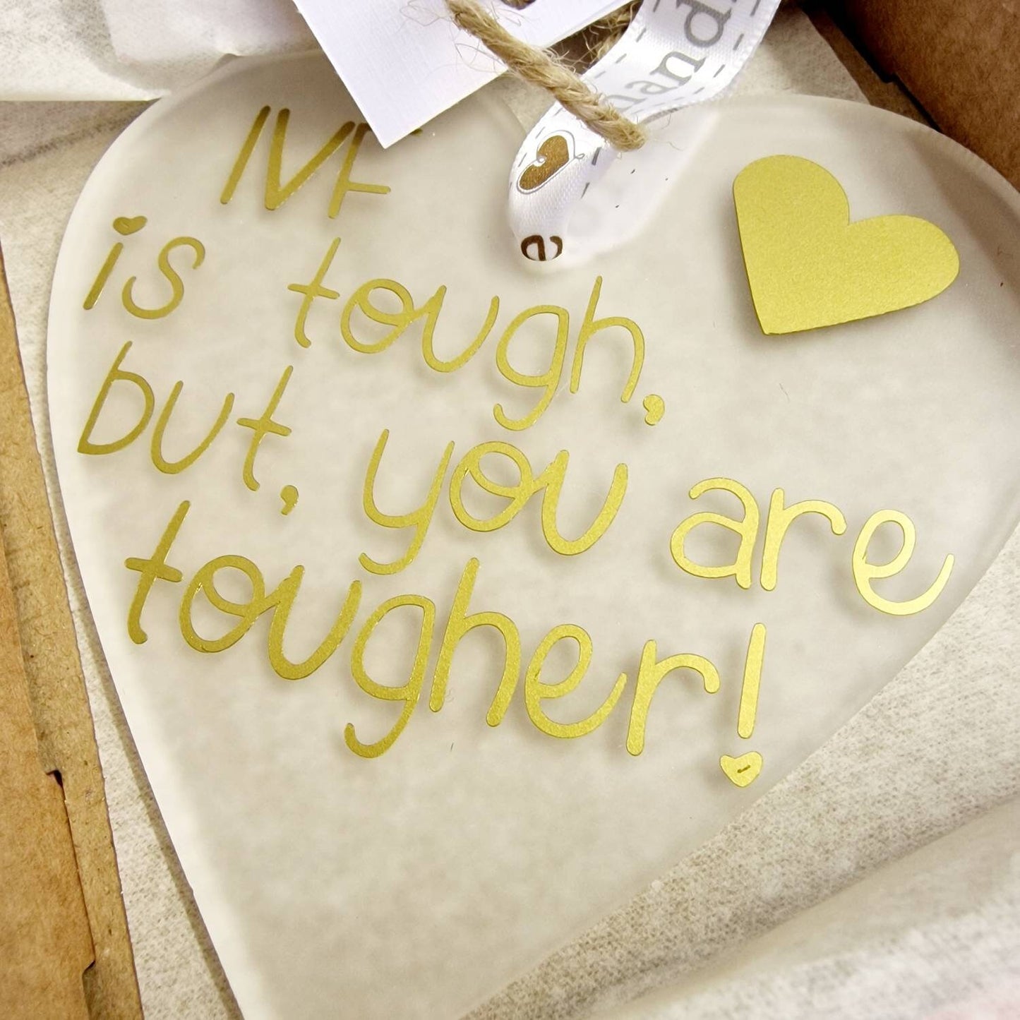 IVF is tough ornament, ivf inspirational quote, support gift, fertility gift, icsi, ivf care package gift, hanging ornament, infertility