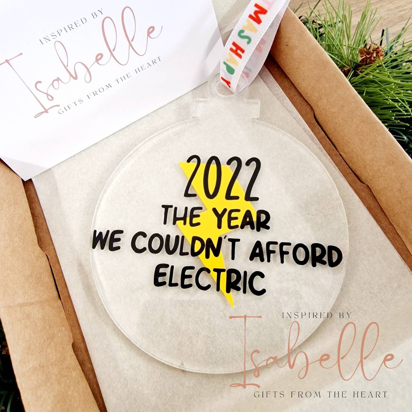 2022 Novelty Christmas Bauble: The year we couldn't afford electric